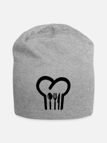 Kochmütze - Jersey-Beanie - Grau meliert