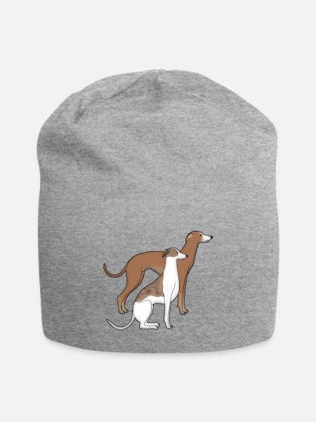 Zwei Whippets - Jersey-Beanie - Grau meliert
