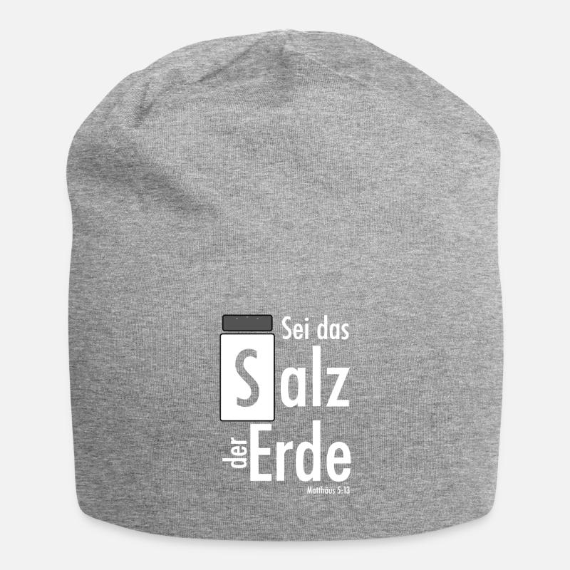 Sei das Salz der Erde - Matthäus 5,13 - Jersey-Beanie - Grau meliert