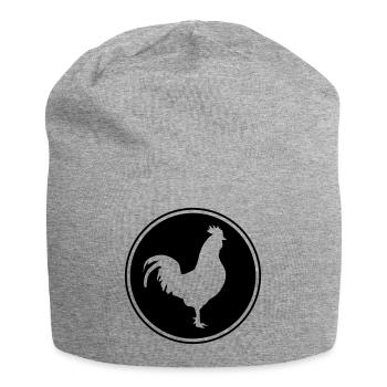 rooster silhouette circle - Jersey Beanie - heather grey - Front