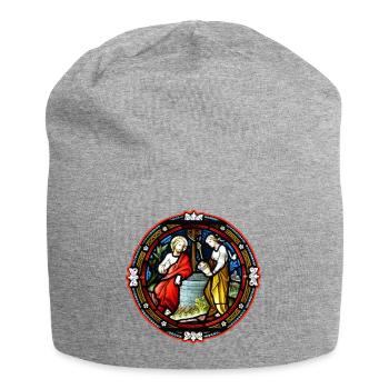 kirchenfenster heiliger am brunnen - Jersey-Beanie - Grau meliert - Vorne