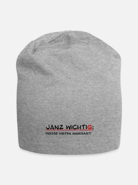 Janz wichtig Fresse halten angesagt - Jersey-Beanie - Grau meliert