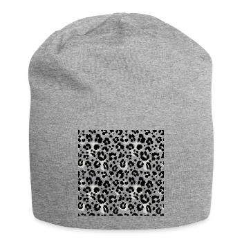 Pflegeleichter Animal-Print Schwarz-Weiß Muster - Jersey-Beanie - Grau meliert - Vorne