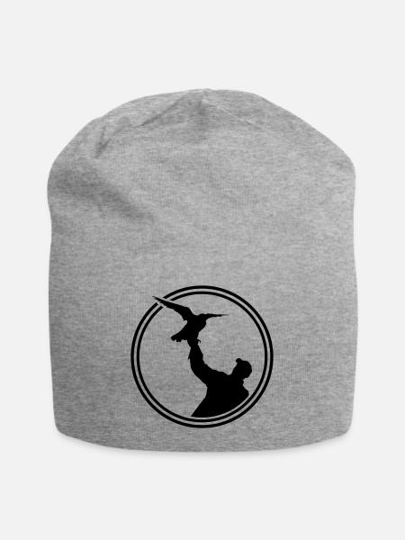 falknerei silhouette icon logo - Jersey-Beanie - Grau meliert