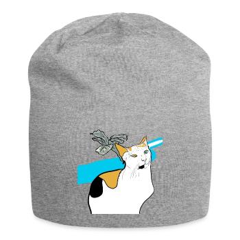 sitting cat - Jersey Beanie - heather grey - Front