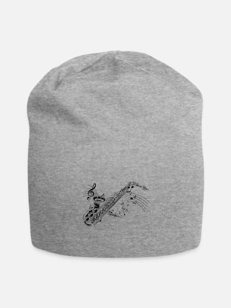 Saxofon - Jersey-Beanie - Grau meliert