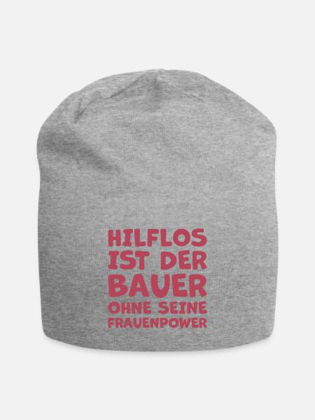 Hilflos ist der bauer ohne seine frauenpower art - Jersey-Beanie - Grau meliert
