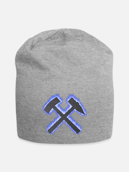 Hammer und Schlägel Bergbau Schalke Kohle Geschenk - Jersey-Beanie - Grau meliert