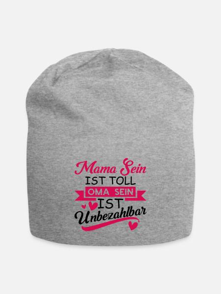 Mama oma Geschenk Familie - Jersey-Beanie - Grau meliert