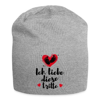 Amour bébé ventre coeur Enceinte Déclaration Pieds bébé - Bonnet en jersey - gris chiné - Devant