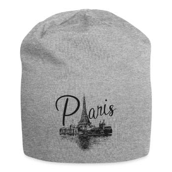Paris Art Drawing Black White Eiffel - Jersey Beanie - heather grey - Front