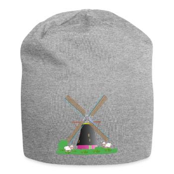 Moulin à vent avec des moutons - Bonnet en jersey - gris chiné - Devant