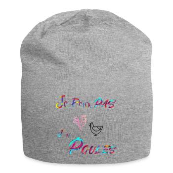 Je peux pas j'ai poules Cadeau humour citation - Bonnet en jersey - gris chiné - Devant