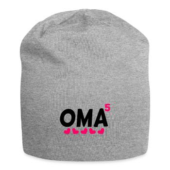 Fünffache Oma - 5 Enkelkinder - Jersey-Beanie - Grau meliert - Vorne