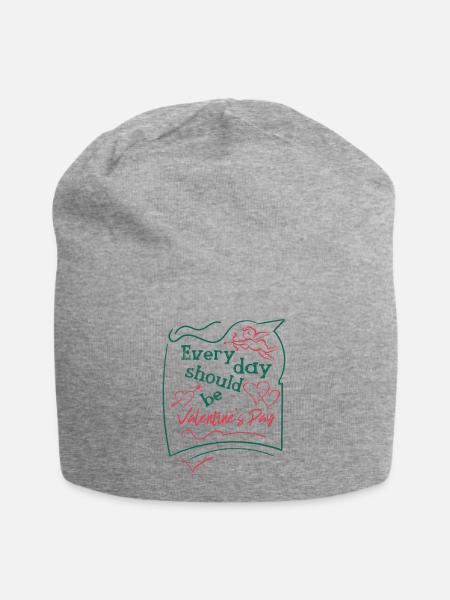 Valentine´s Day - Valentinstag - Jersey-Beanie - Grau meliert