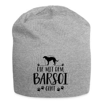 DIE MIT BARSOI GEHT Hunde Hundespruch Wilsigns - Jersey-Beanie - Grau meliert - Vorne