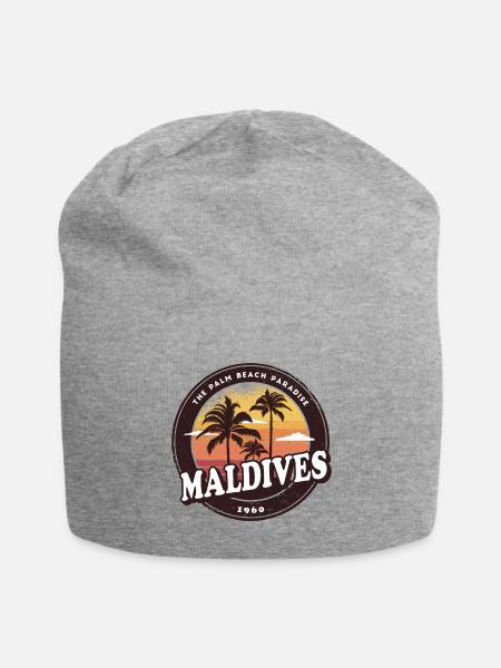 Malediven Vintage Beach Design / Geschenkidee - Jersey-Beanie - Grau meliert