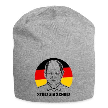 stolz auf Scholz, Bundeskanzler, Deutschland Shirt - Jersey-Beanie - Grau meliert - Vorne