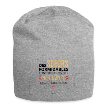 Futur marraine soeur Demande marrain Demande soeur - Bonnet en jersey - gris chiné - Devant