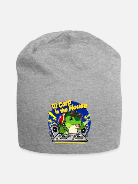 DJ Carp Im Haus Lustiges Angeldesign - Jersey-Beanie - Grau meliert