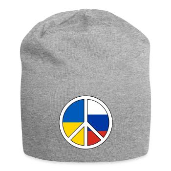 Friedenssymbol mit Farbblockmuster - Jersey-Beanie - Grau meliert - Vorne