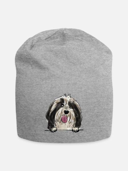 Tibet Terrier Hund für spähende Hundeliebhaber - Jersey-Beanie - Grau meliert