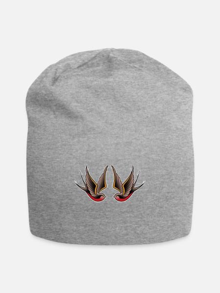 Doppelter Vogel alte Schule Tattoo-Stil - Jersey-Beanie - Grau meliert