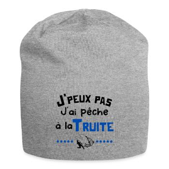 j'peux pas, j'ai pêche à la truite, cadeau pêcheur - Bonnet en jersey - gris chiné - Devant