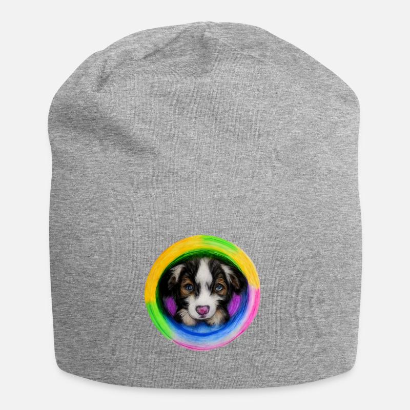 Rainbow Dog Australian Shepherd - Jersey Beanie - heather grey