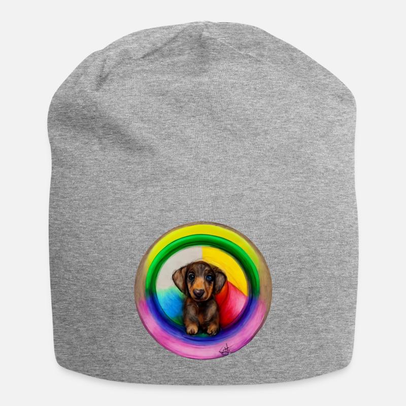 Teckel chien arc-en-ciel - Bonnet en jersey - gris chiné