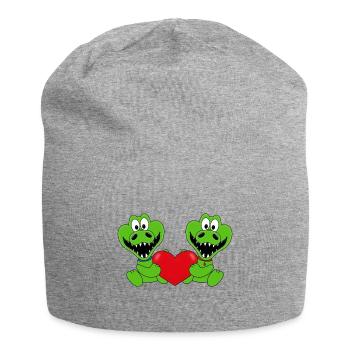 KROKODILE - TIERE - KIND - BABY - LIEBE - Jersey-Beanie - Grau meliert - Vorne