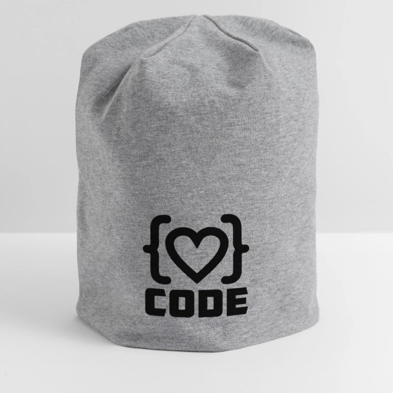 Herzprogrammierer Code Logo mit Text CODE Jersey-Beanie