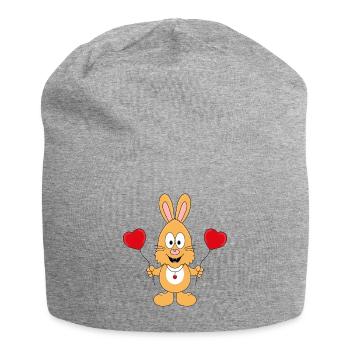 HASE - LUFTBALLONS - HERZEN - LIEBE - LOVE - Jersey-Beanie - Grau meliert - Vorne