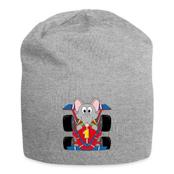 AUTO - RATTE - RENNAUTO - RENNFAHRER - TIERISCH - Jersey-Beanie - Grau meliert - Vorne