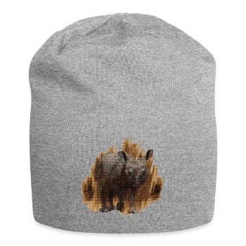 geschenkidee Tierliebhaber, Nashorn baby - Jersey-Beanie - Grau meliert - Vorne