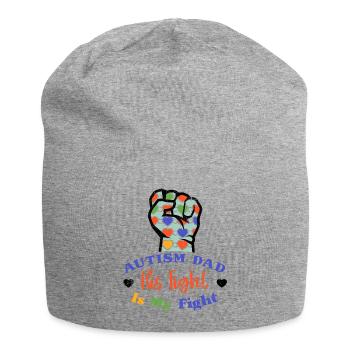PAPA AUTISM FATHER FIGHT ADS FIGHTER SLOGAN MOTIVE - Jersey Beanie - heather grey - Front