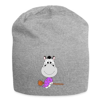 ZEBRA - HEXEN - HEXENBESEN - TIER - KINDER - BABY - Jersey-Beanie - Grau meliert - Vorne