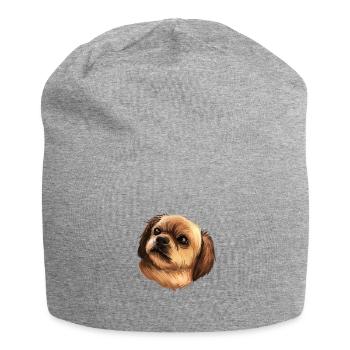 Tibetischer Spaniel Hund Aquarell Skizze Illustration - Jersey-Beanie - Grau meliert - Vorne