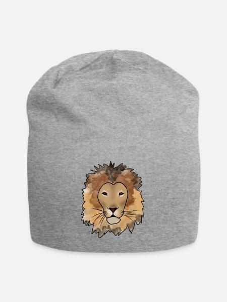 Löwe - Jersey-Beanie - Grau meliert