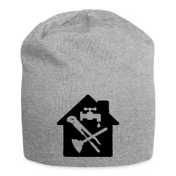 Tool logo plumber in cottage - Jersey Beanie - heather grey - Front