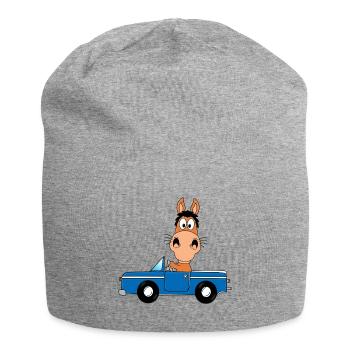 PFERD - PONY - AUTO - TIER - TIERISCH - Jersey-Beanie - Grau meliert - Vorne