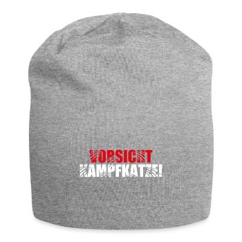 VORSICHT KAMPFKATZE! - KATZEN - KATZE - KRALLEN - Jersey-Beanie - Grau meliert - Vorne