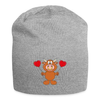 RIND - BULLE - KUH - STIER - LIEBE - LOVE - TIER - Jersey-Beanie - Grau meliert - Vorne