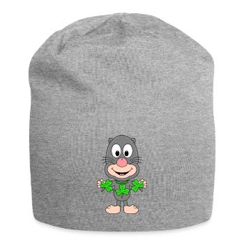 KLEEBLATT - MAULWURF - GLÜCK - TIER - KIND - BABY - Jersey-Beanie - Grau meliert - Vorne