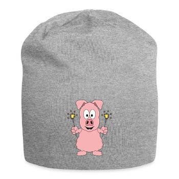 WUNDERKERZEN - SCHWEIN - NEUJAHR - SILVESTER - Jersey-Beanie - Grau meliert - Vorne