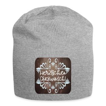 Herzlichen Glückwunsch - Jersey-Beanie - Grau meliert - Vorne