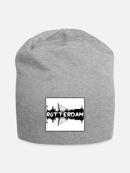 Rotterdam Niederlande Skyline Silhouette Reisen So - Jersey-Beanie - Grau meliert