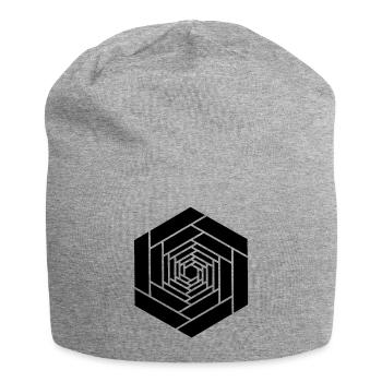 Hexagone infini noir fleur - Bonnet en jersey - gris chiné - Devant