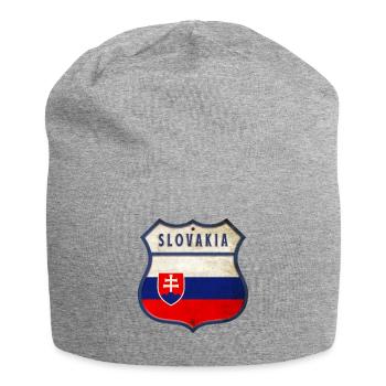 Slowakei Flaggen Wappen Design - Jersey-Beanie - Grau meliert - Vorne
