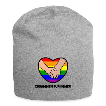 Homo Lgbt Herz Beziehung Regenbogen Statement - Jersey-Beanie - Grau meliert - Vorne